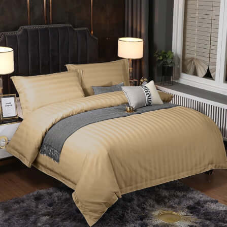 ชุดผ้าปูที่นอน 3.5 ฟุต 4 ชิ้น Charm สี Beige ลายริ้ว_1